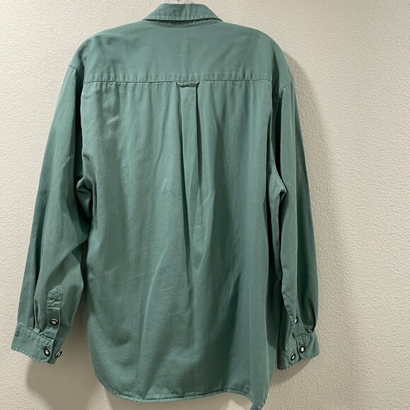 CATAMARAN Button Down Long Sleeve Embellished One of a Kind Shirt, Green - L/XL - Picture 2 of 11